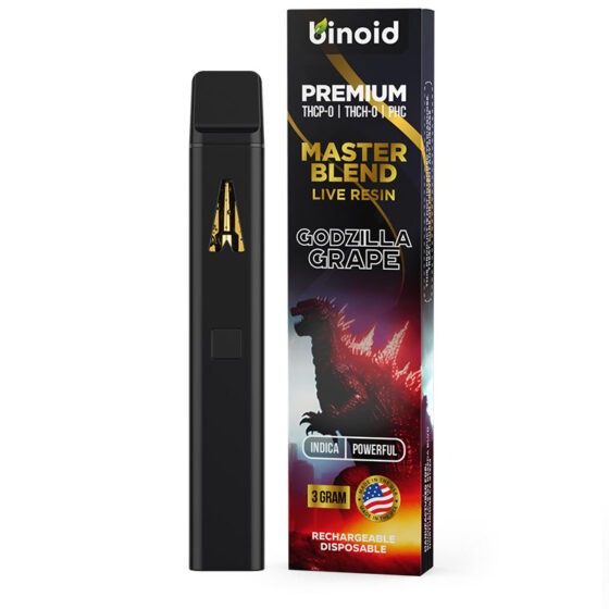 THC Device – THC-P:THC-H:PCH Disposable Vape Device – Master Blend Godzilla Grape (indica) – 3g – By Binoid