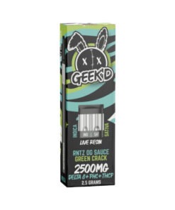 Live Resin Delta 8 THC Vape Pen with PHC + THCJD – RNTZ OG Sauce & Green Crack – 2.5g – Geek’d