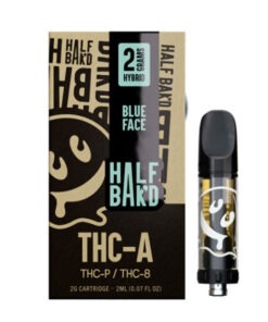 THC Cartridge – THC-A:THC-P:Delta 8 Cartridge – Blue Face (Hybrid) – 2g – By Half Bak’d