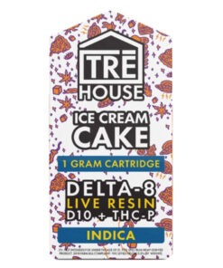 Live Resin Delta 8 THC Vape Cartridge with THC-P + D10 – Ice Cream Cake – Indica 1g – TRĒ House