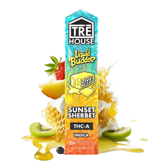THCA Live Resin Liquid Budder Vape Pen – Sunset Sherbet – Indica 2g -TRĒ House