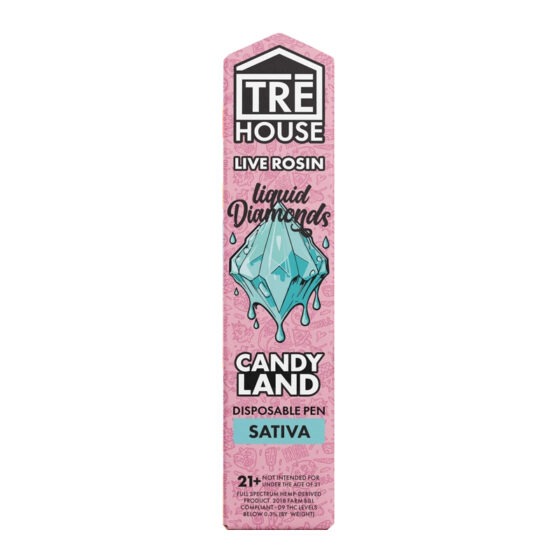 Live Rosin Liquid Diamonds THC Vape Pen with D8 + D9 + D10 + HHC + THC-P – Candyland – Sativa 2g – TRĒ House