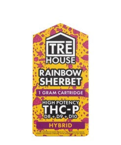 THC-P Vape Cartridge with D8 + D9 + D10 – Rainbow Sherbet – 1g Hybrid – TRĒ House