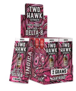 Delta 8 THC Vape Cartridge with D10 + THC-P – Double Bubble – Indica 2g – Two Hawk Extracts