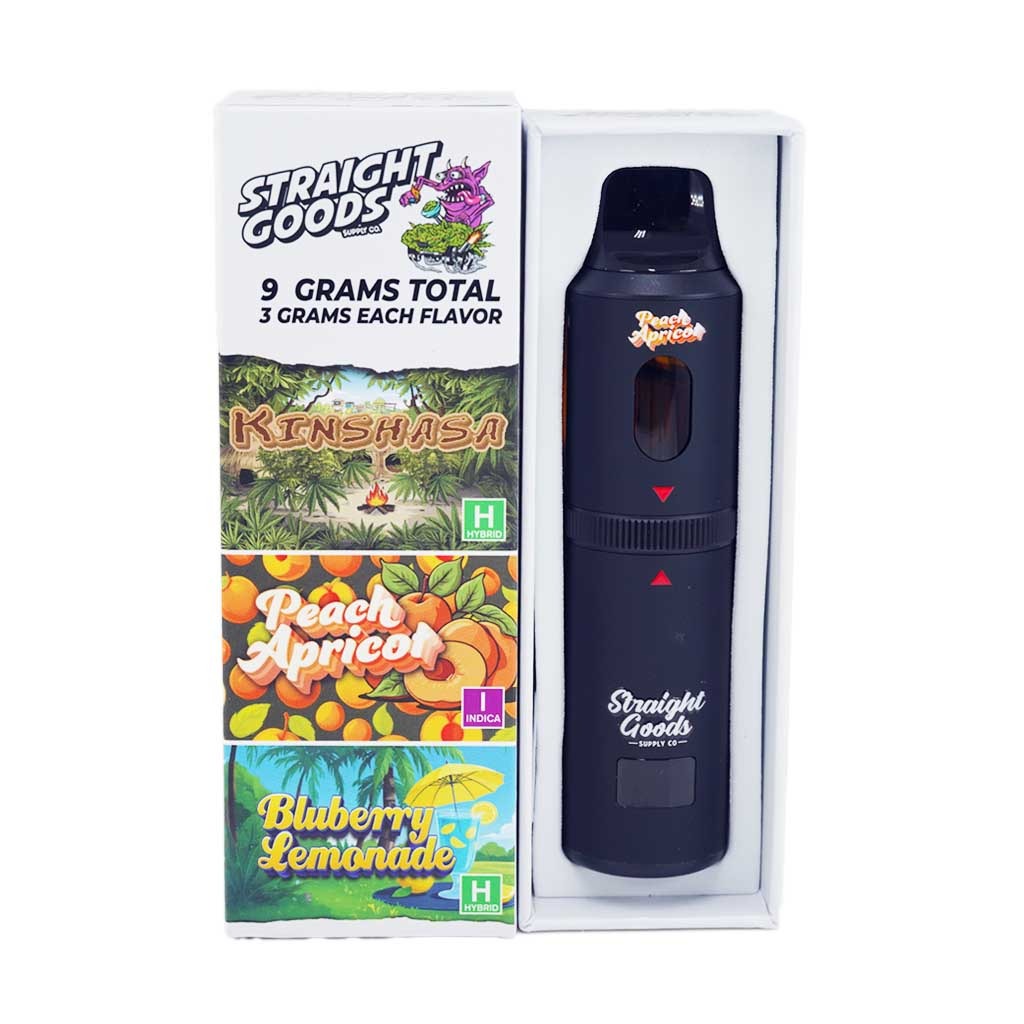 Straight Goods – Triple Chamber Vape – Kinshasa + Peach Apricot + Blueberry Lemonade (3 Grams + 3 Grams + 3 Gram)